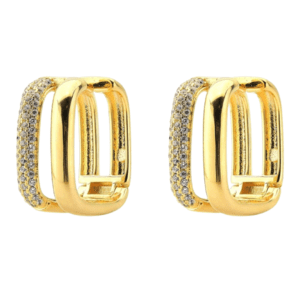 Brinco Fina flor Retangular com strass